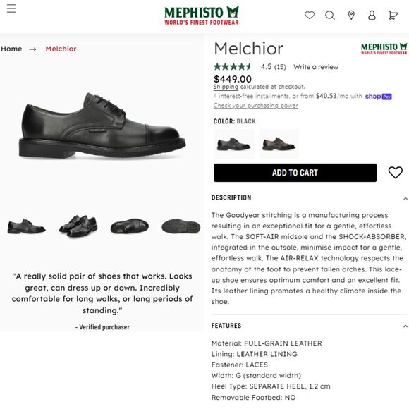 Mephisto Melchior Walking Shoes Black Pebble Grain Leather Comfort Derby Mens 12 - Picture 5 of 13